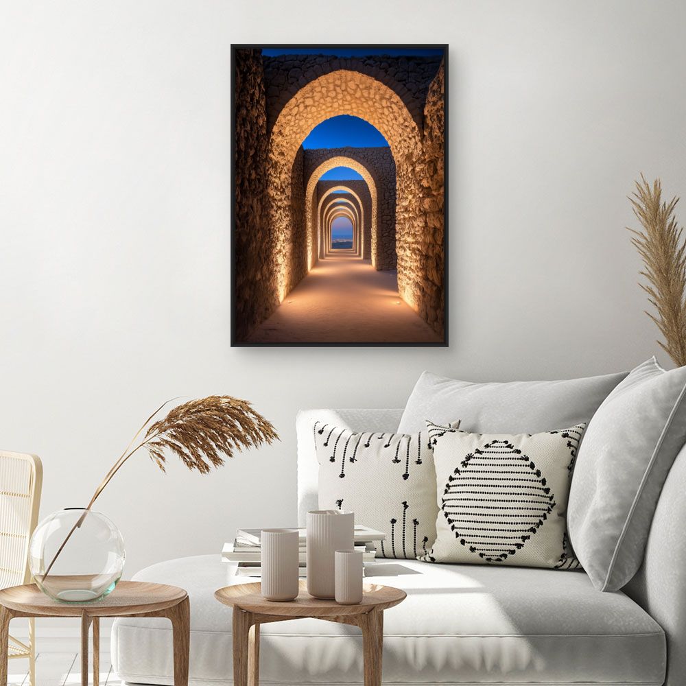 Toile "Arches mystiques illuminées"