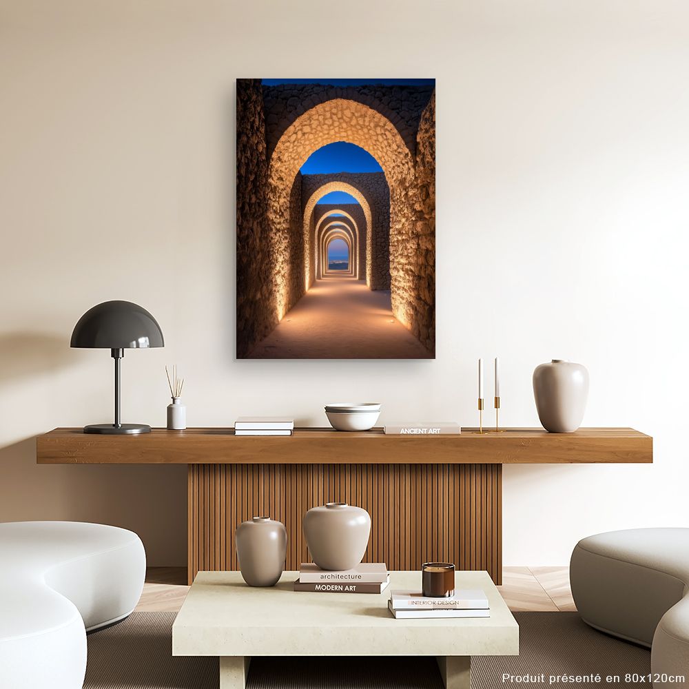 Toile "Arches mystiques illuminées"