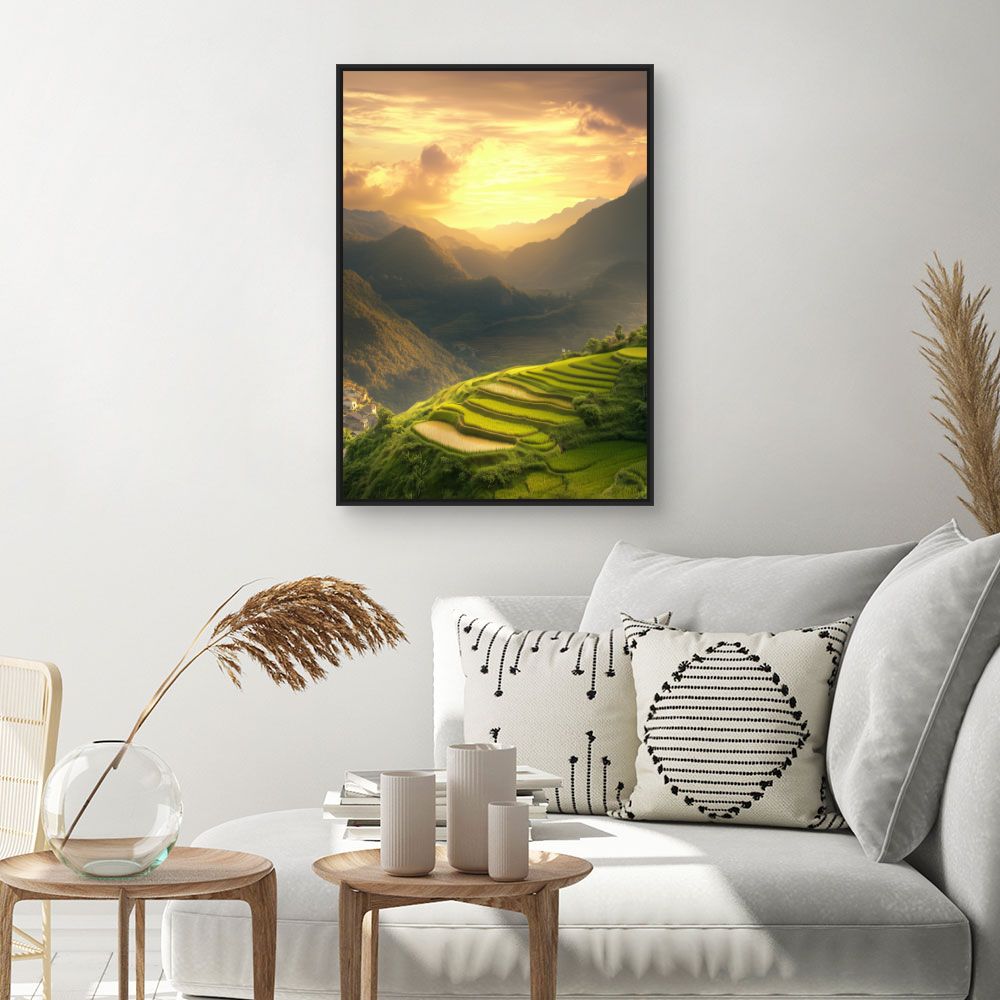 Toile "Paysage montagneux éclatant"