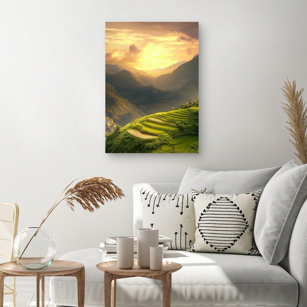 Toile "Paysage montagneux éclatant"