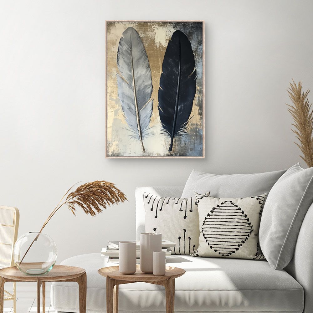 Toile Plumes élégantes – toile cadre naturel (slide 1, 60×90)