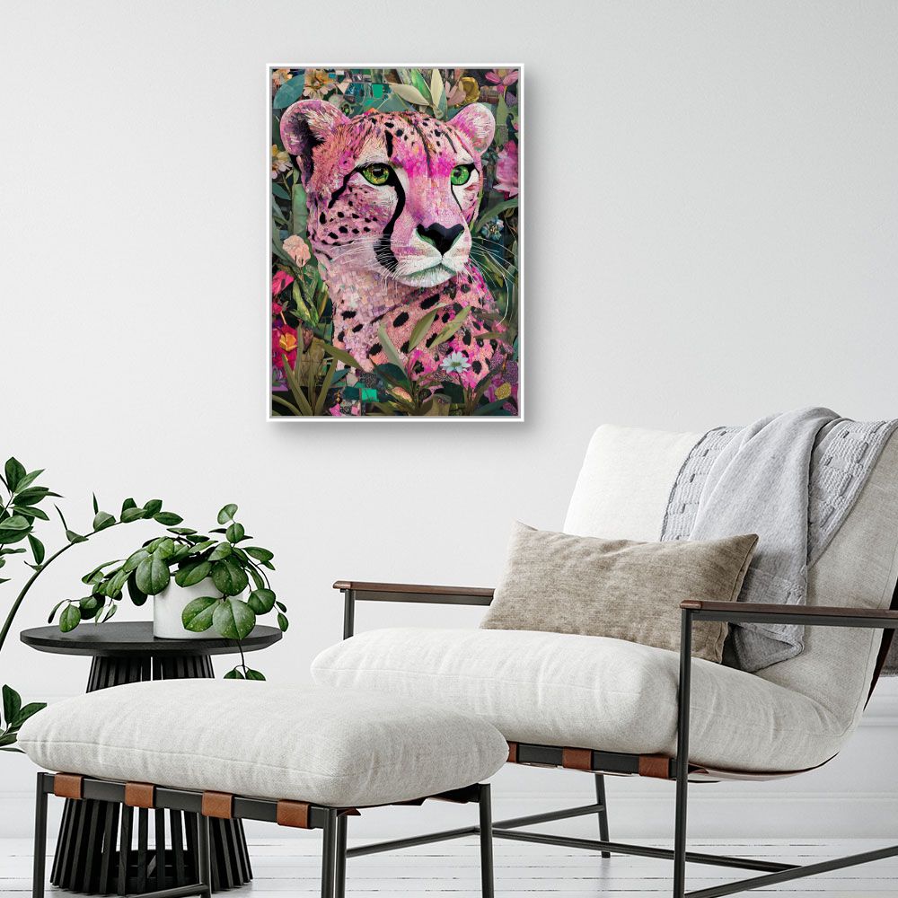 Toile "Léopard mosaïque vibrant"