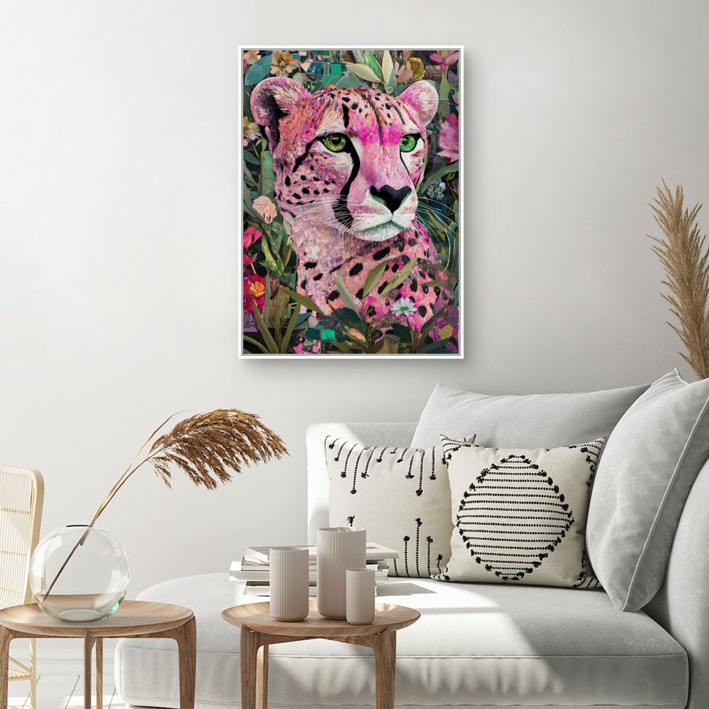 Toile "Léopard mosaïque vibrant"