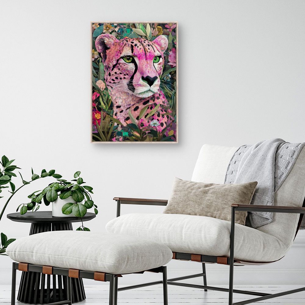Toile "Léopard mosaïque vibrant"