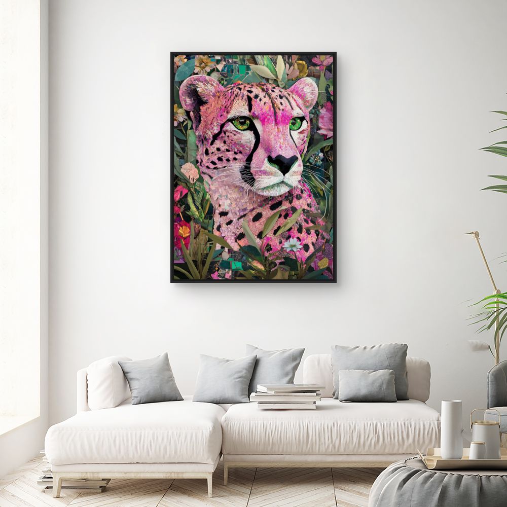 Toile "Léopard mosaïque vibrant"