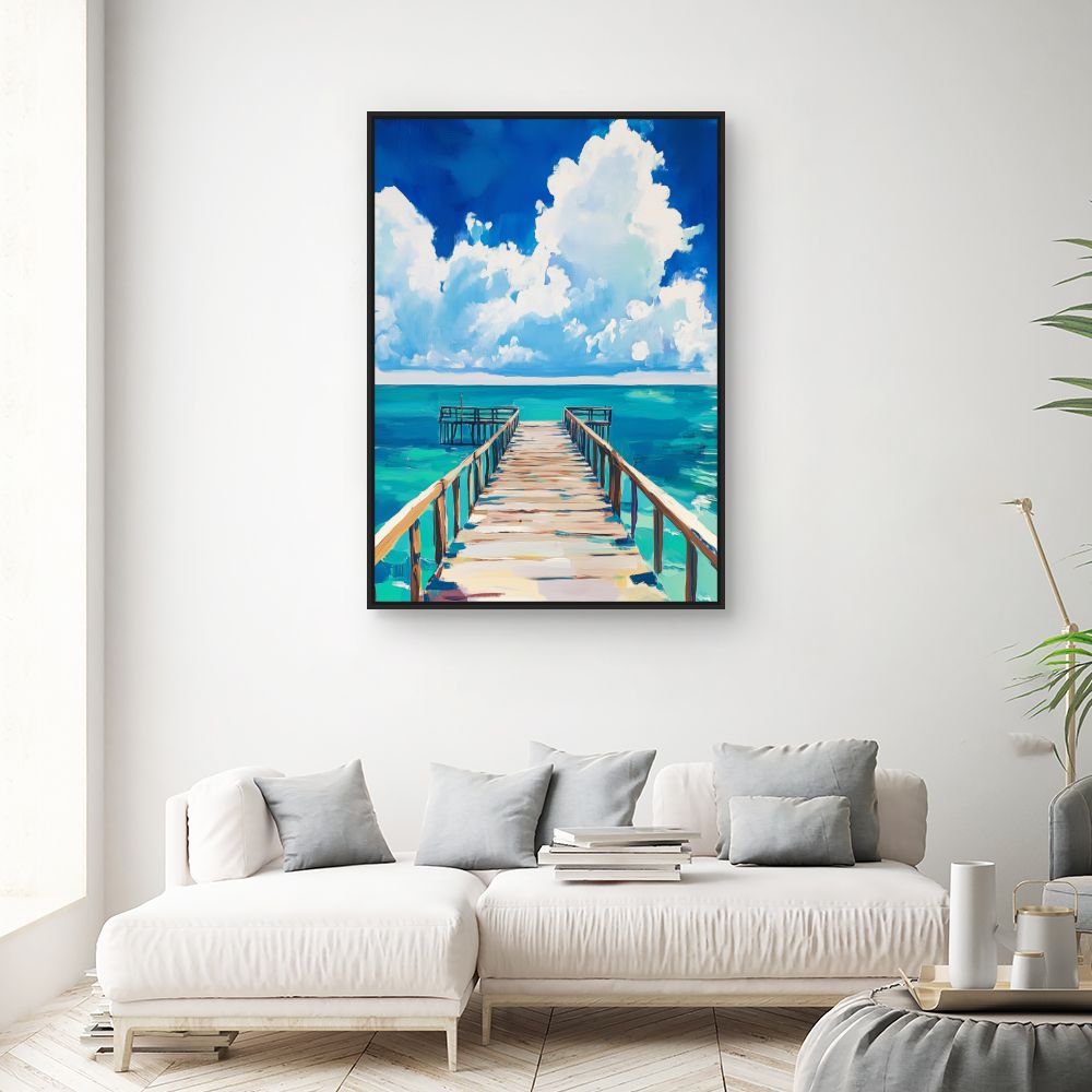 Toile "Ponton sur mer"