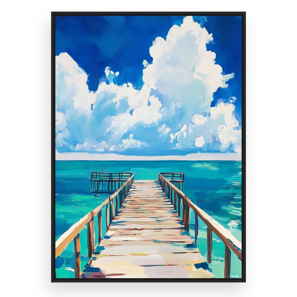 Toile Ponton sur mer – toile cadre noir (slide 3)