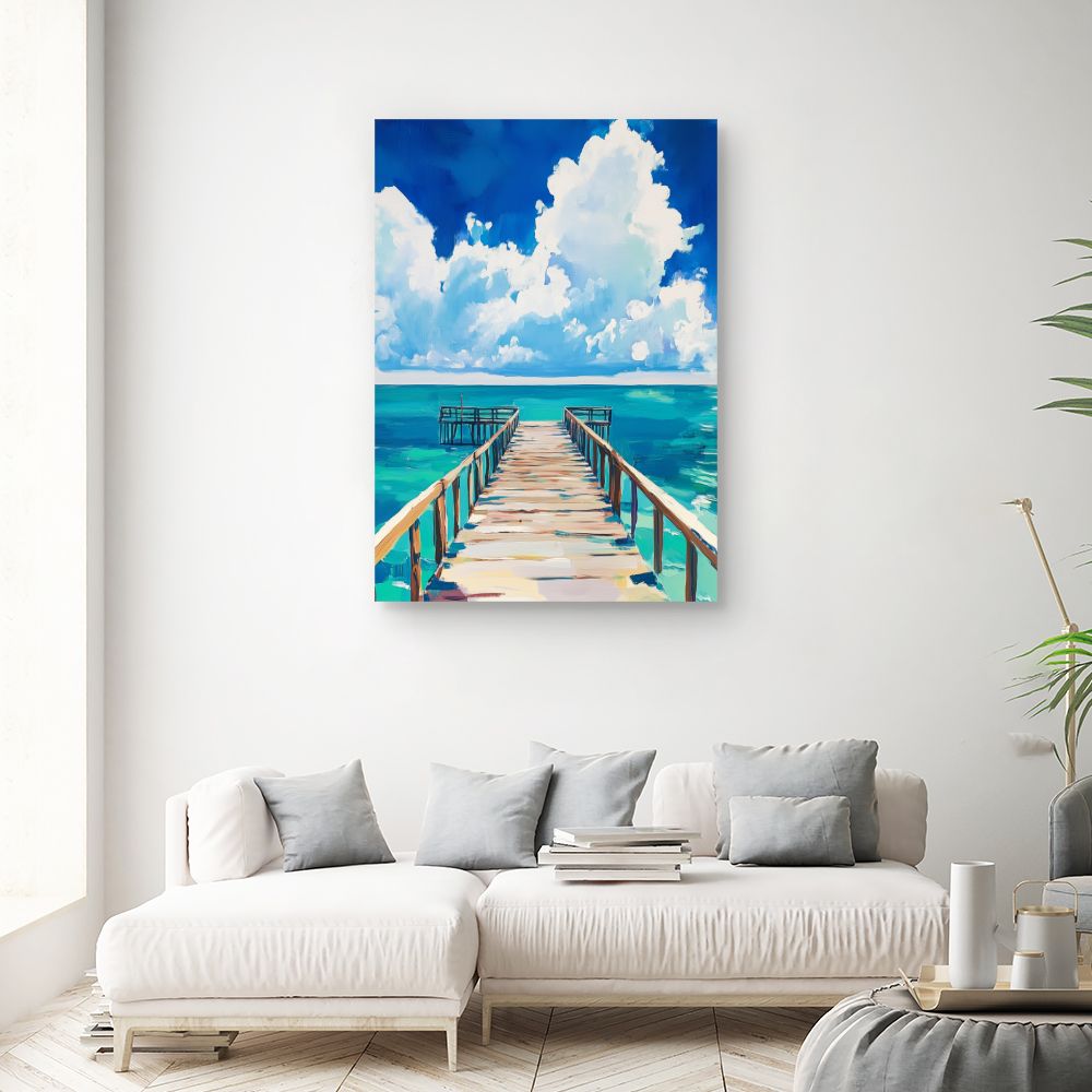 Toile "Ponton sur mer"