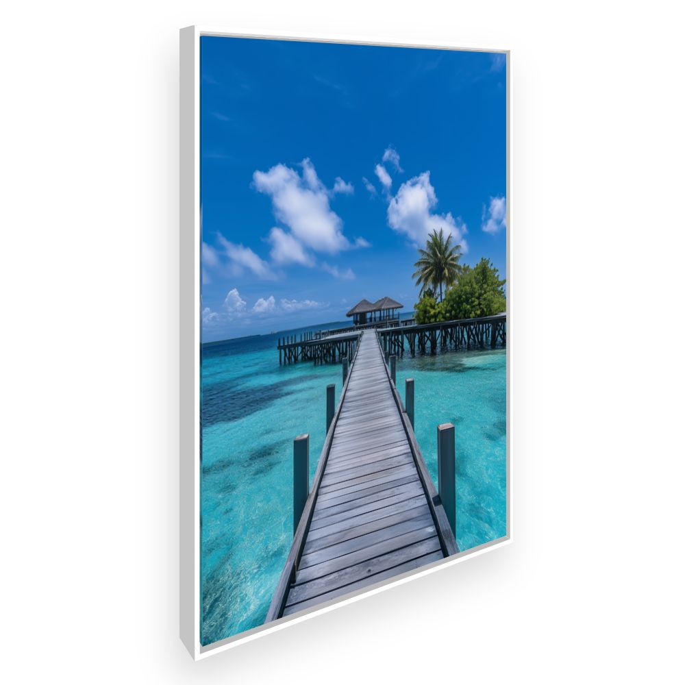 Toile Ponton paradisiaque – toile cadre blanc (slide 2)