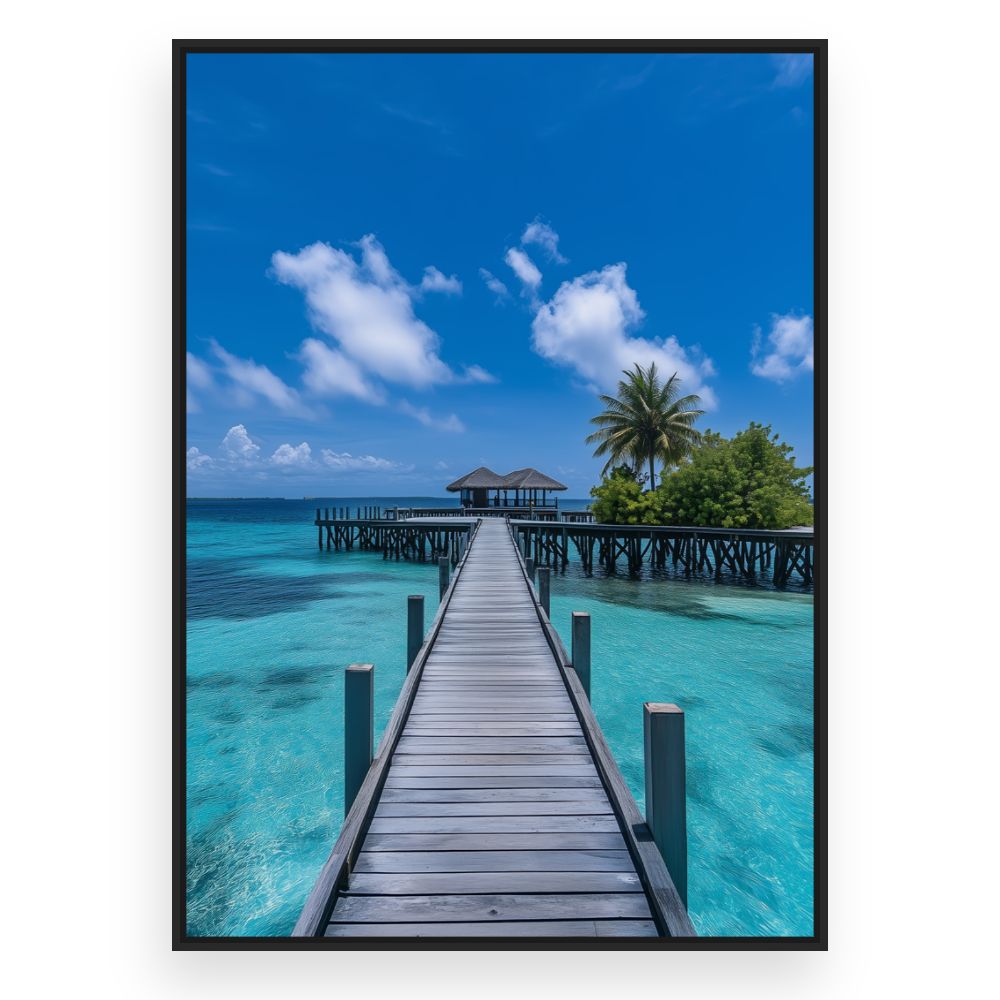 Toile Ponton paradisiaque – toile cadre noir (slide 3)