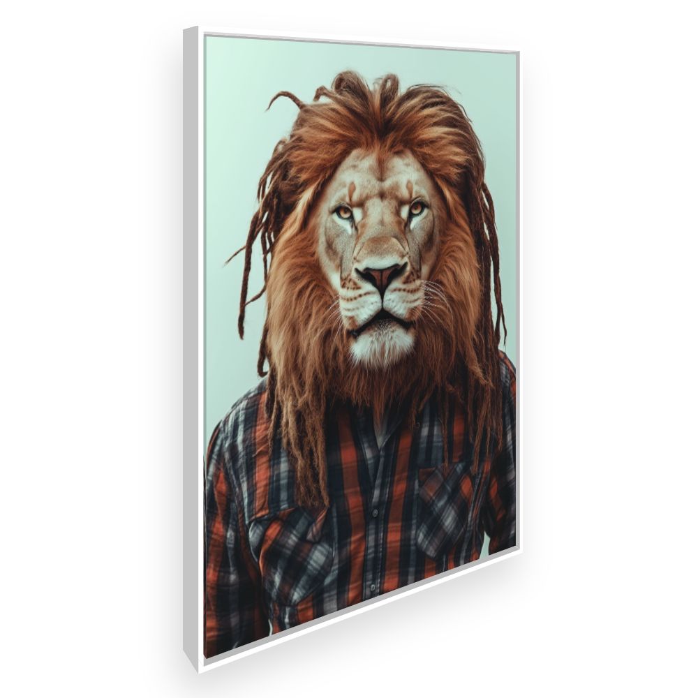Toile Lion urbain stylé – toile cadre blanc (slide 2)