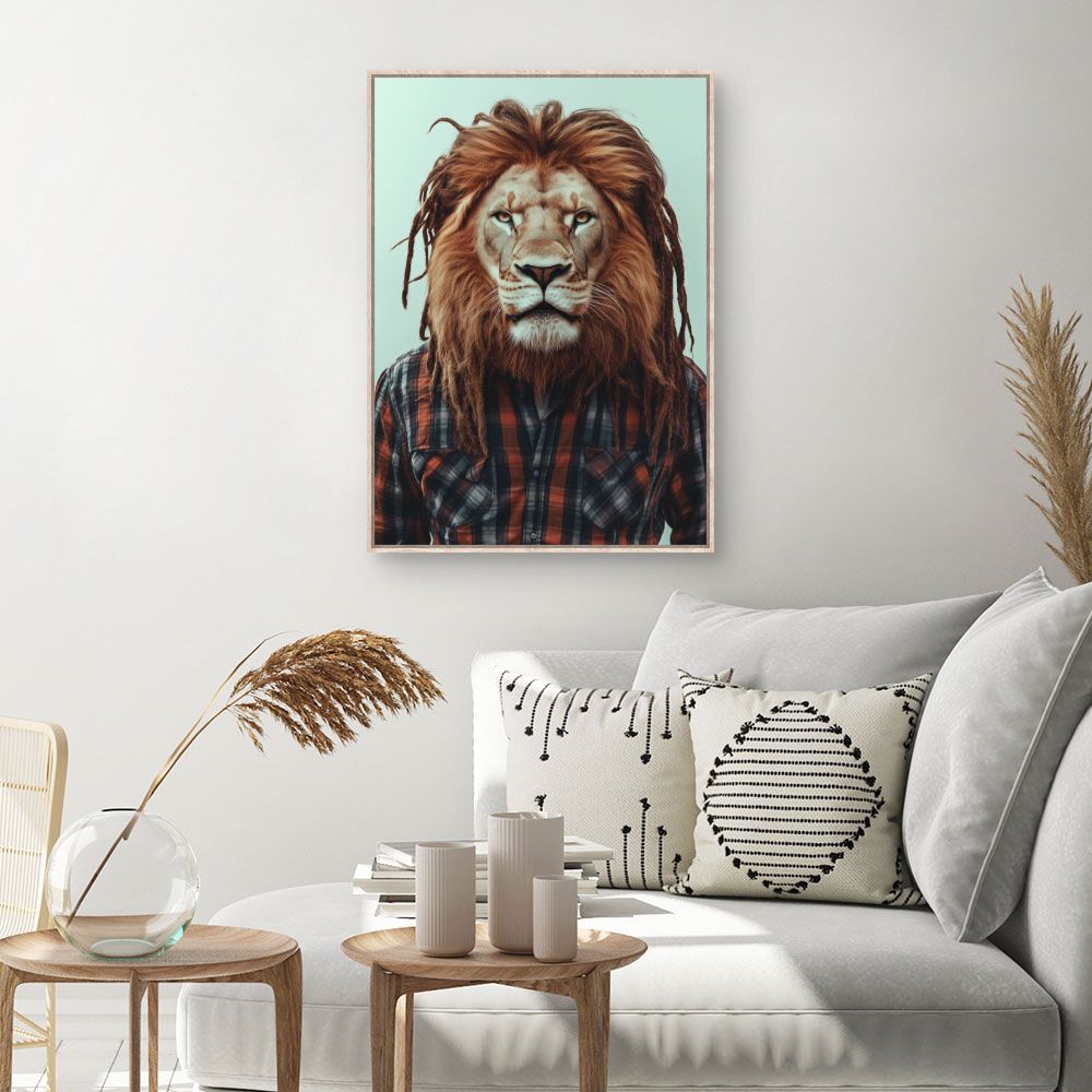 Toile Lion urbain stylé – toile cadre naturel (slide 1, 60×90)