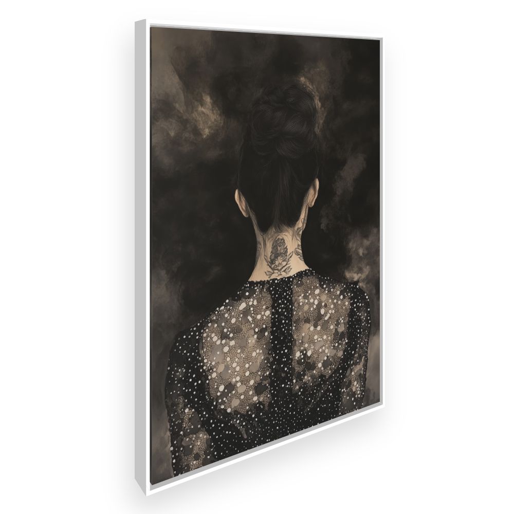 Toile Énigmatique élégance tatouée – toile cadre blanc (slide 2)