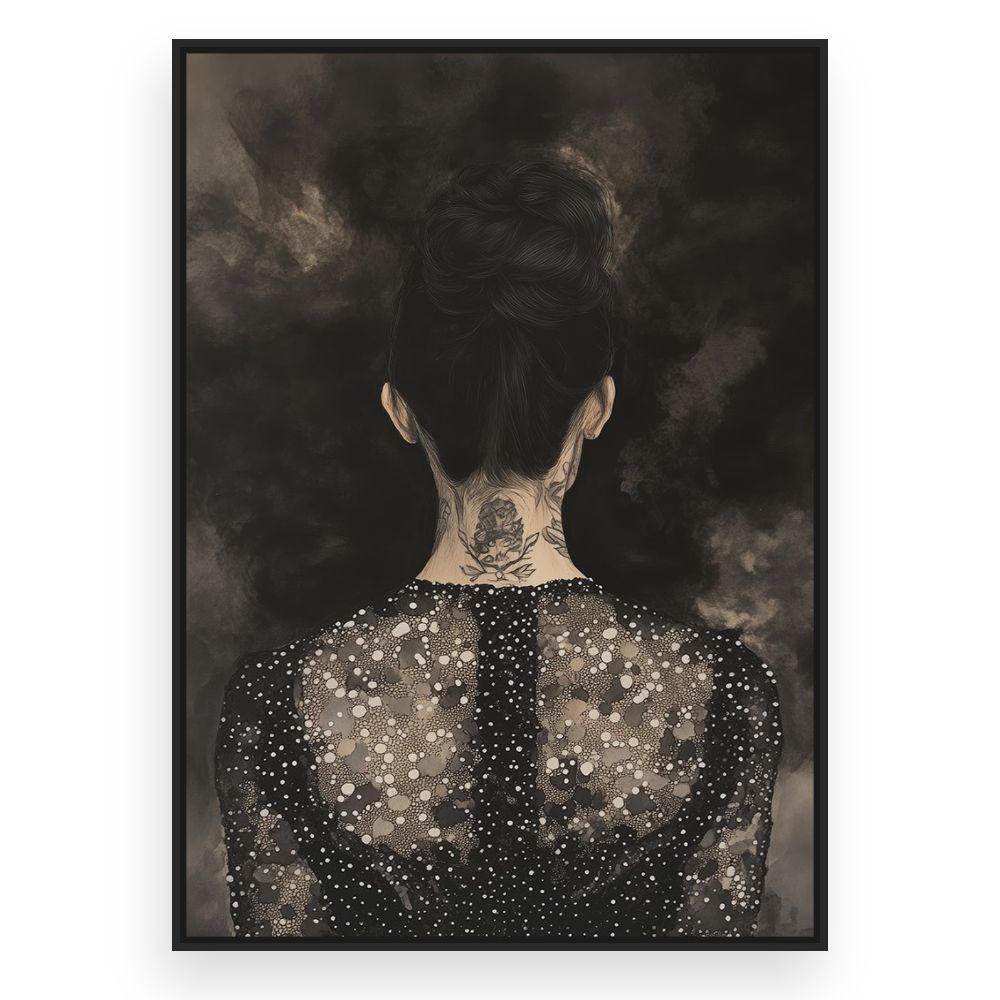 Toile Énigmatique élégance tatouée – toile cadre noir (slide 3)