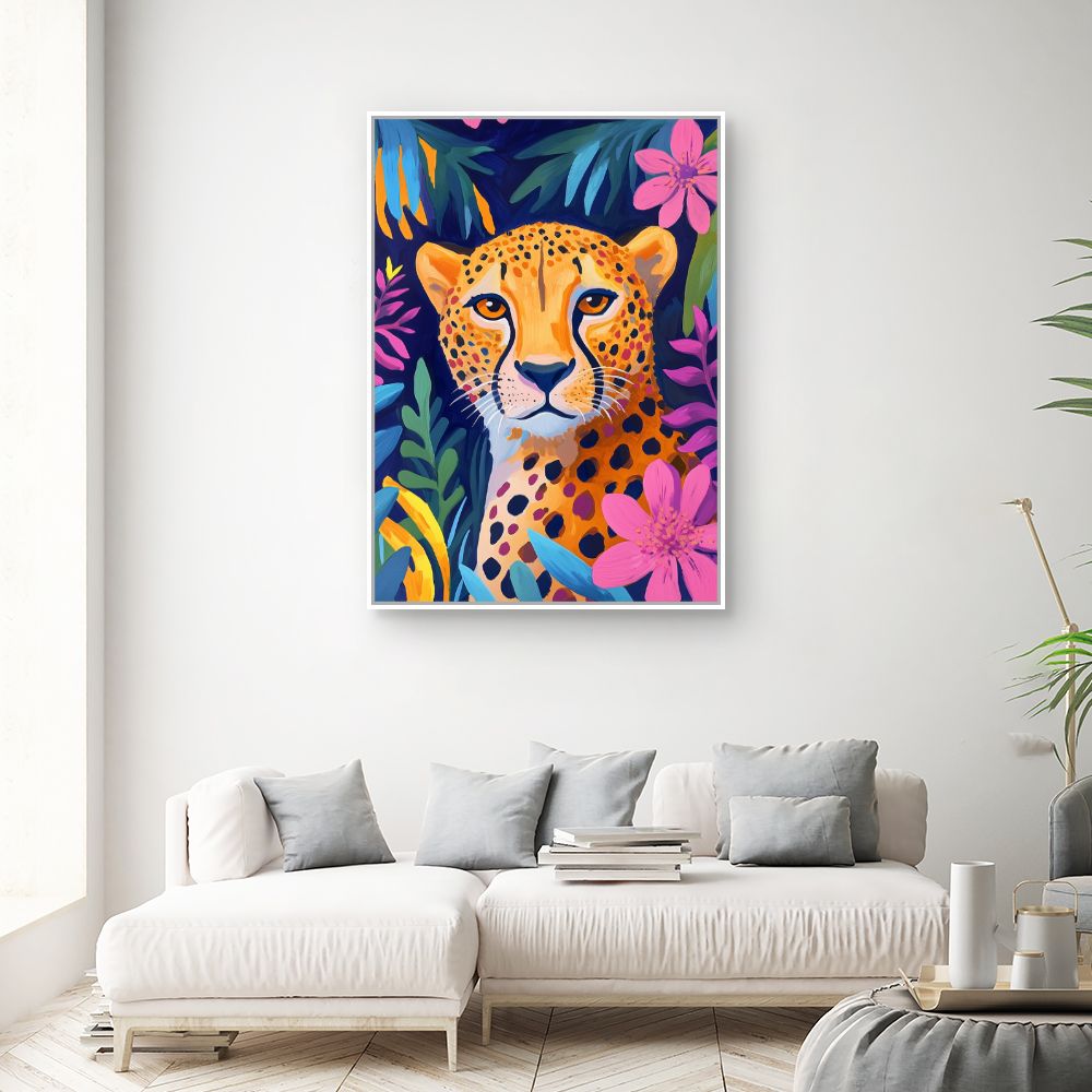 Toile "Portrait félin vibrant"