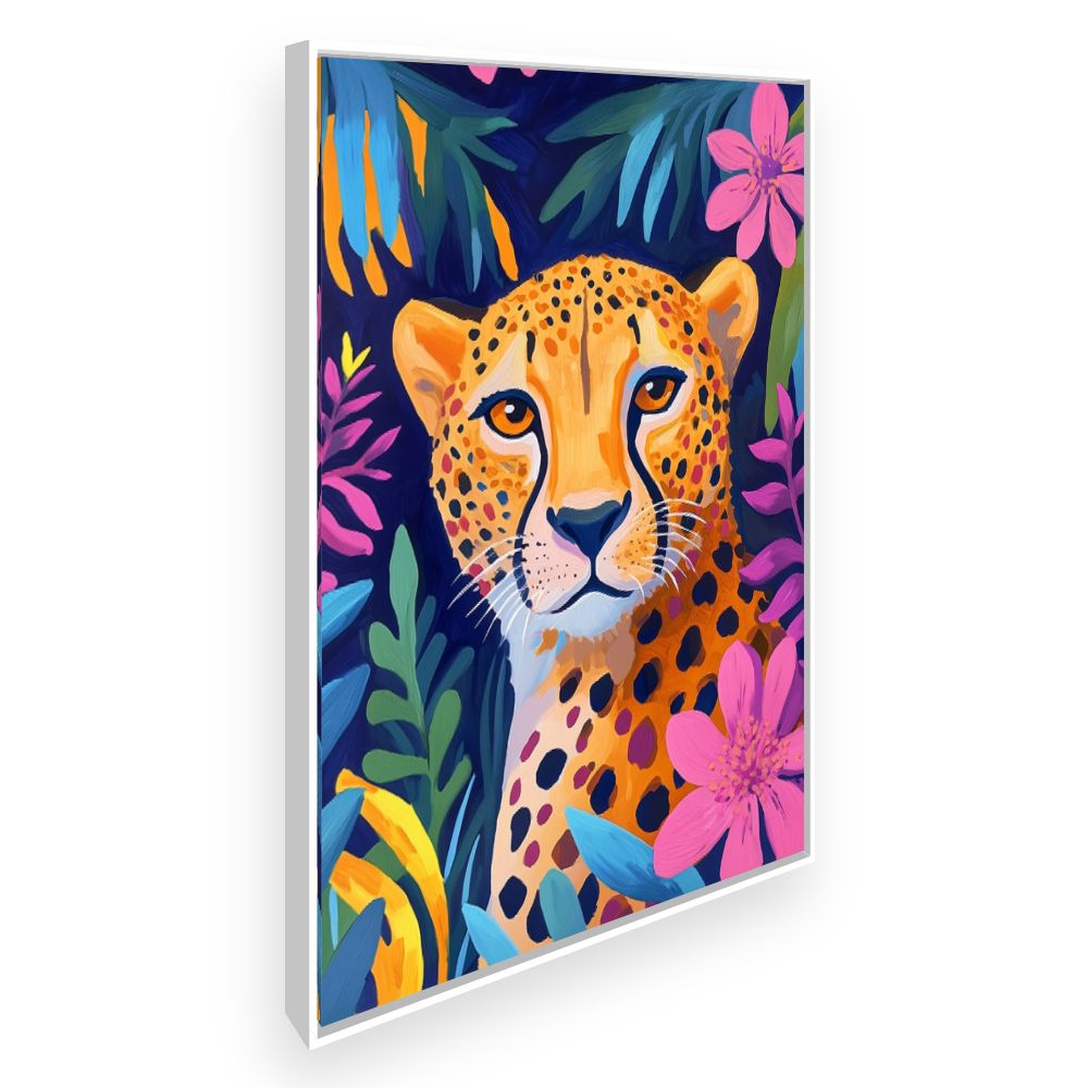 Toile Portrait félin vibrant – toile cadre blanc (slide 2)