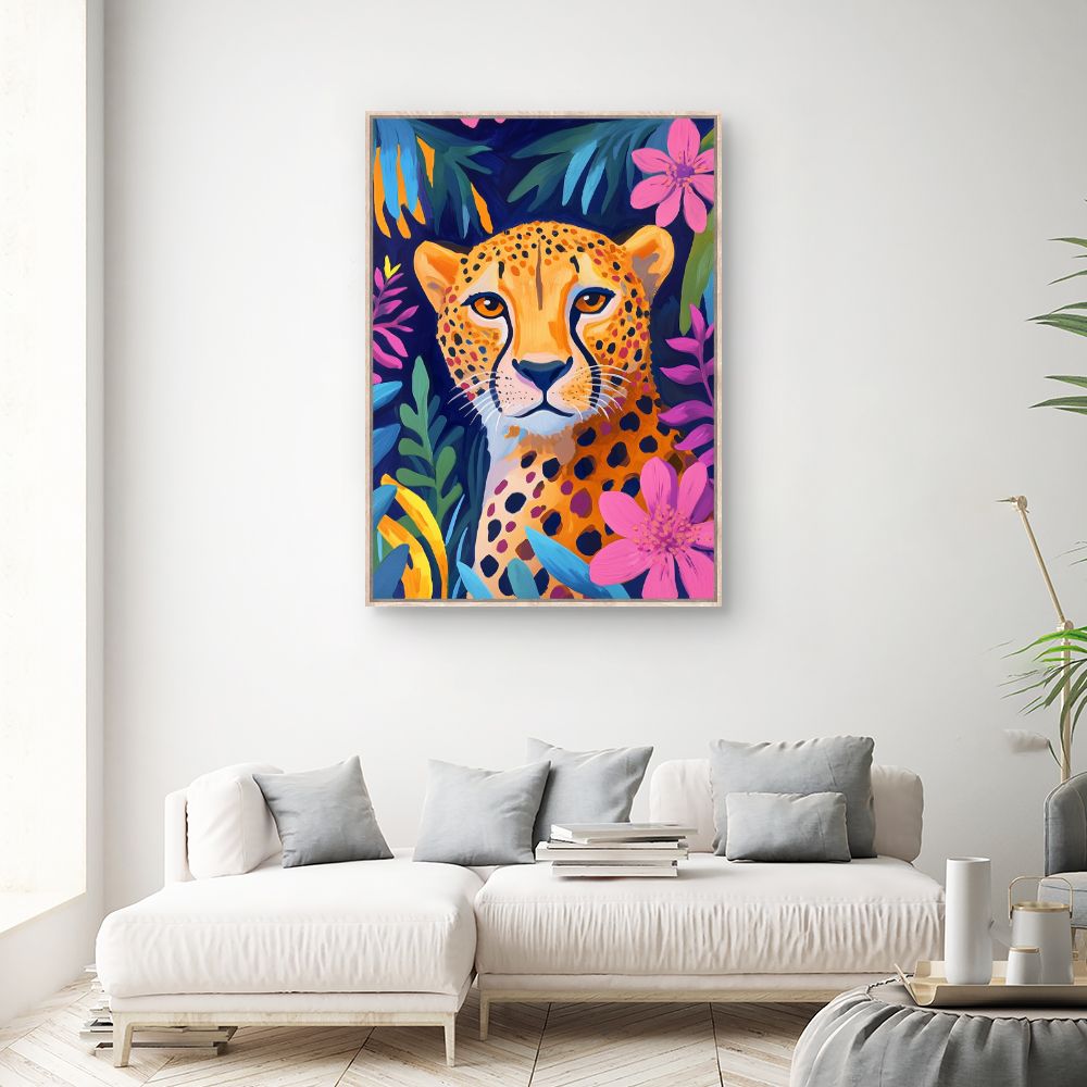 Toile "Portrait félin vibrant"