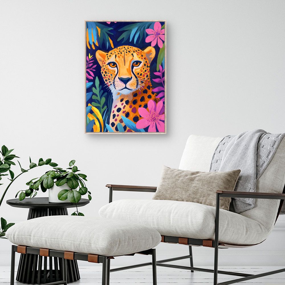 Toile "Portrait félin vibrant"