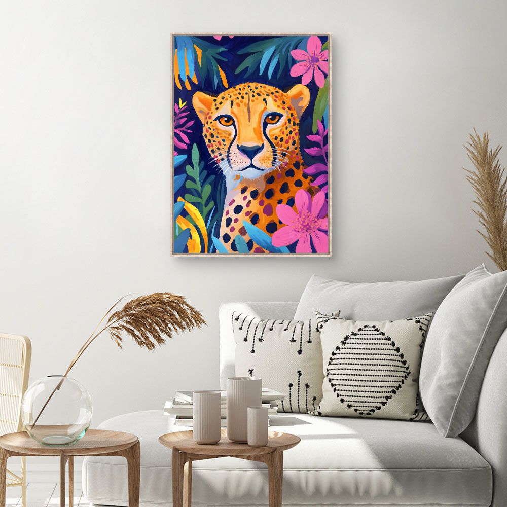 Toile Portrait félin vibrant – toile cadre naturel (slide 1, 60×90)