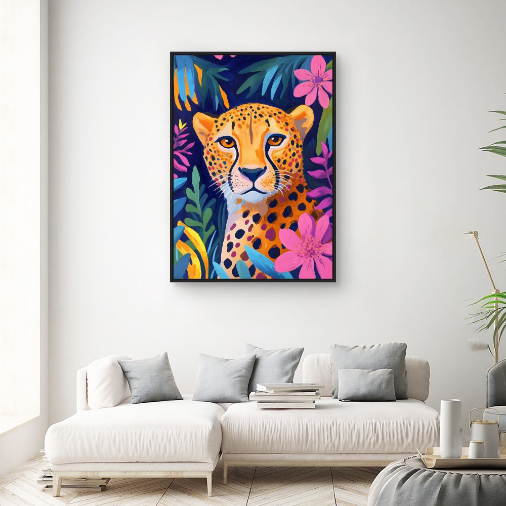 Toile "Portrait félin vibrant"