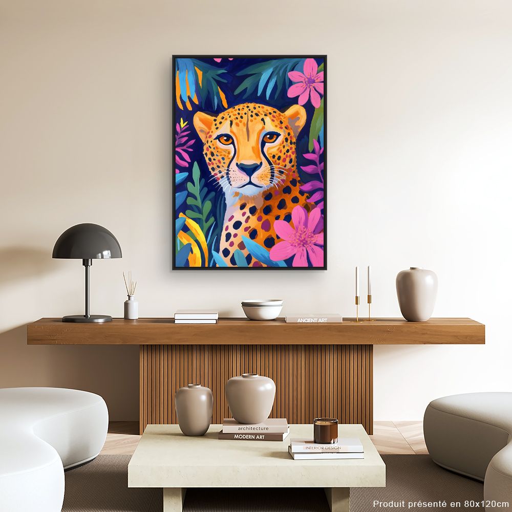 Toile "Portrait félin vibrant"