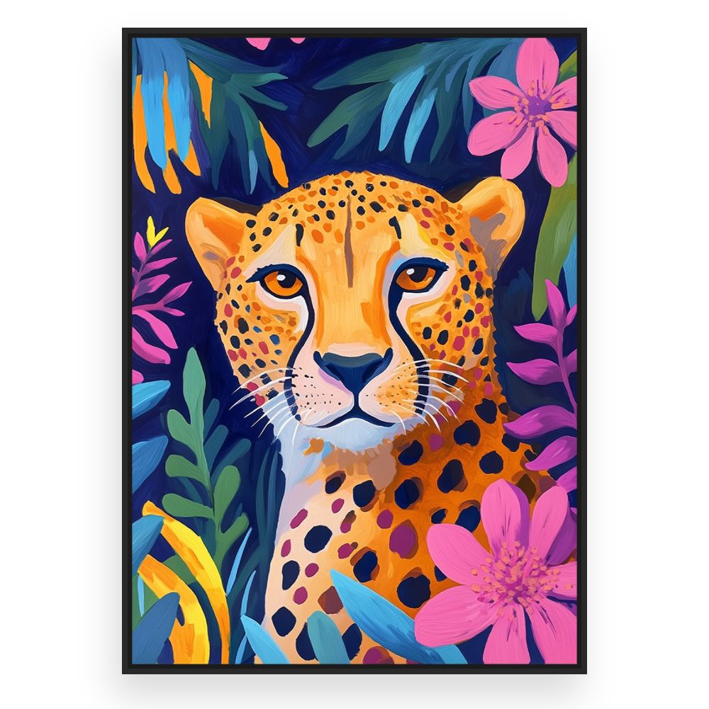 Toile Portrait félin vibrant – toile cadre noir (slide 3)