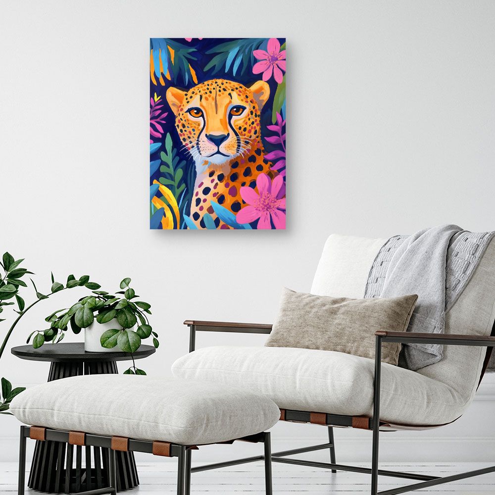 Toile "Portrait félin vibrant"