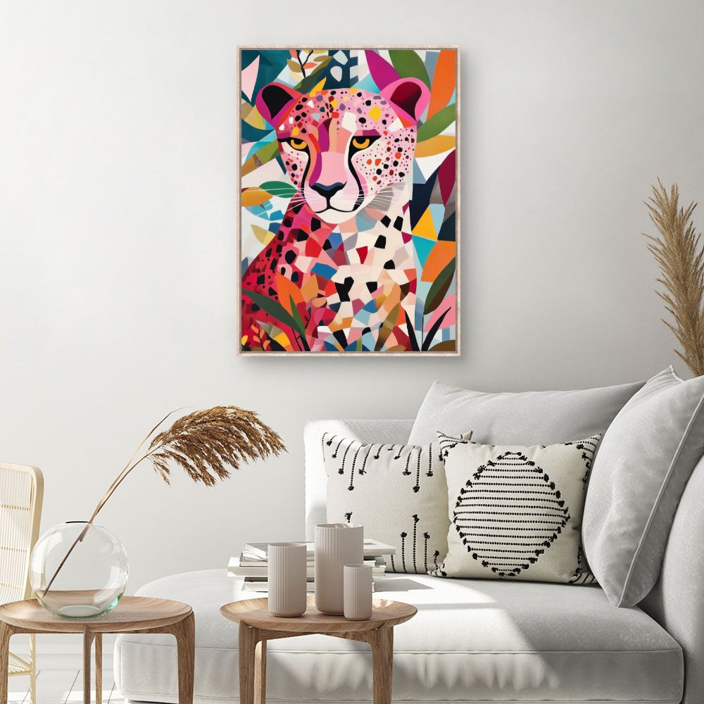 Toile Félin coloré vibrant – toile cadre naturel (slide 1, 60×90)
