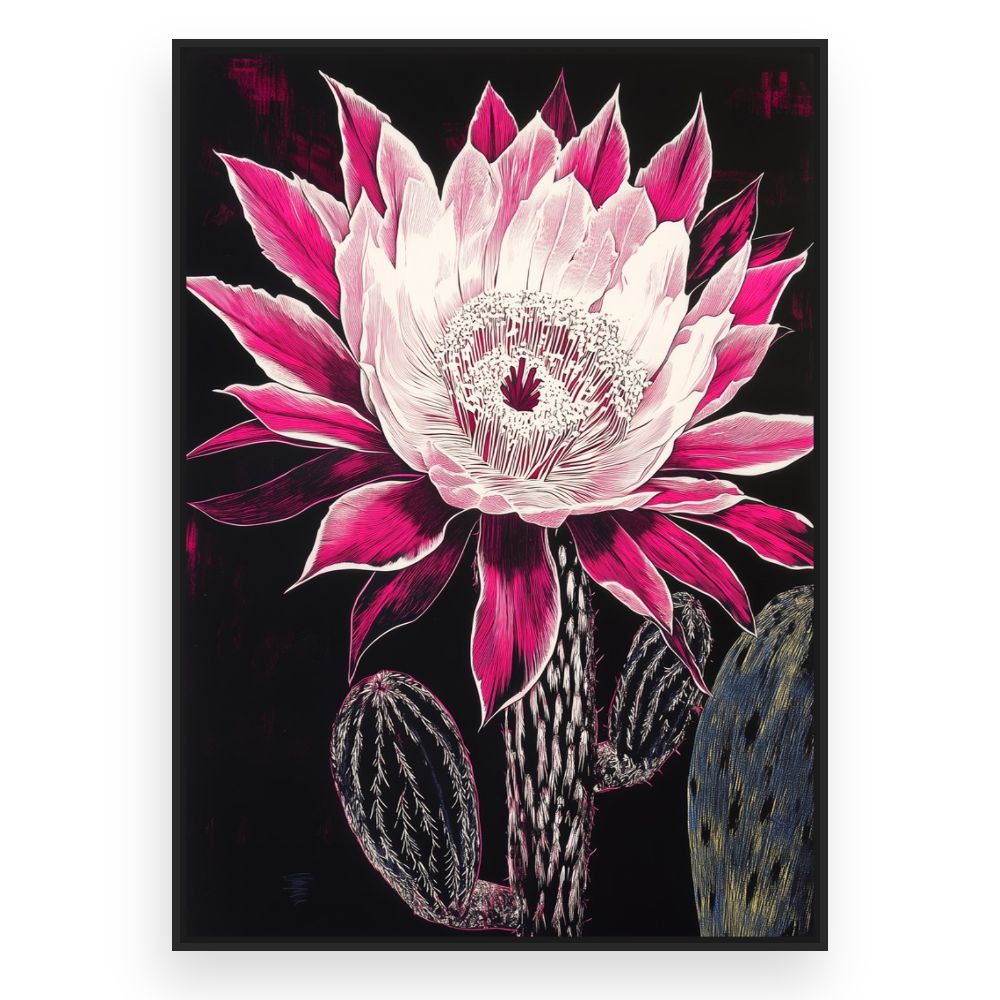 Toile Cactus éclatant – toile cadre noir (slide 3)