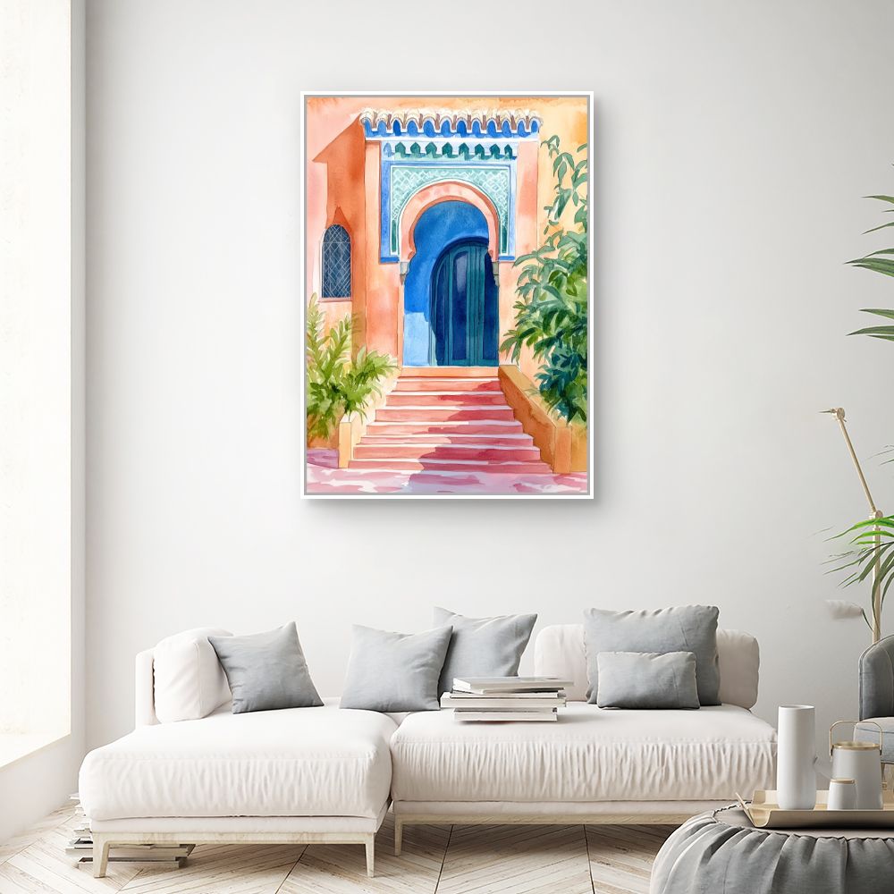 Toile "Porte marocaine vibrante"