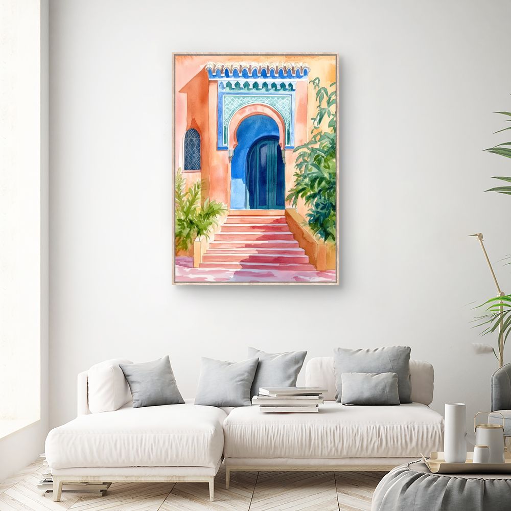 Toile "Porte marocaine vibrante"