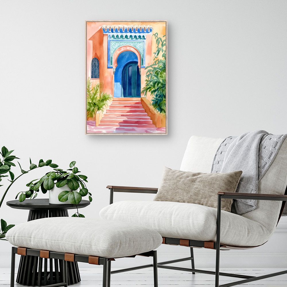 Toile "Porte marocaine vibrante"