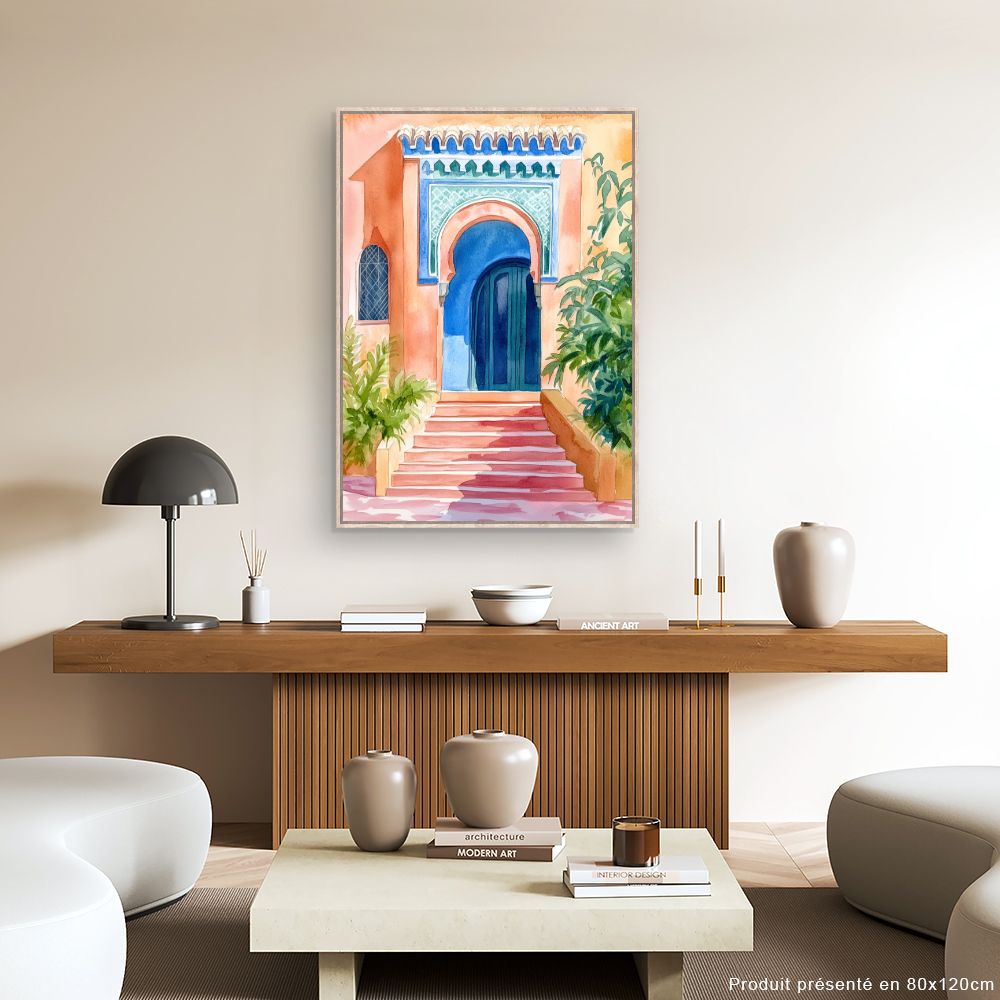 Toile "Porte marocaine vibrante"