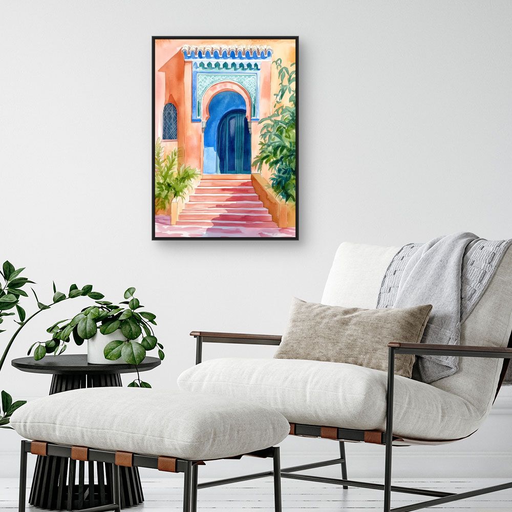 Toile "Porte marocaine vibrante"