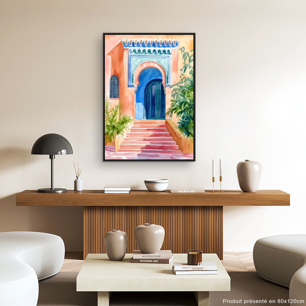 Toile "Porte marocaine vibrante"