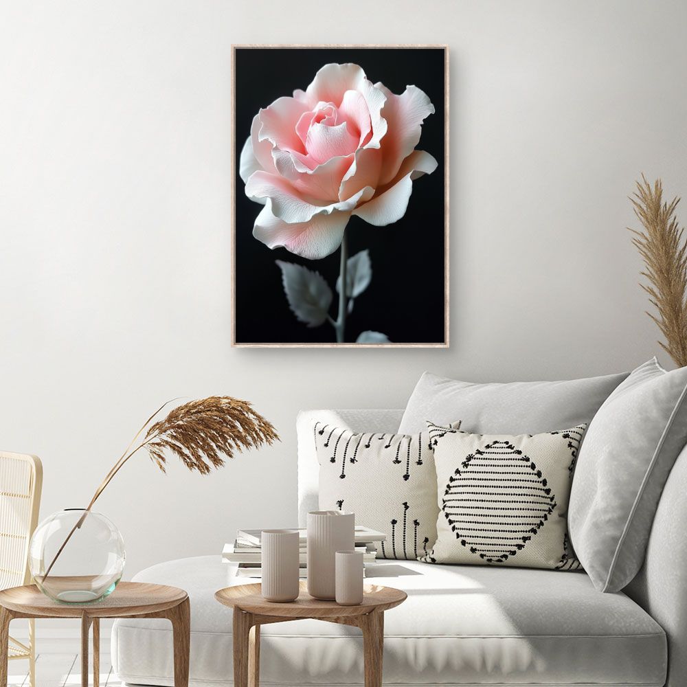 Toile Rose élégante – toile cadre naturel (slide 1, 60×90)