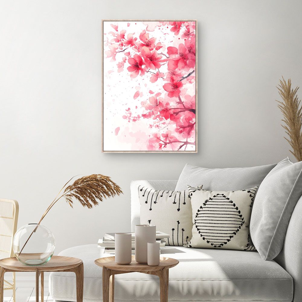 Toile Fleurs délicates – toile cadre naturel (slide 1, 60×90)