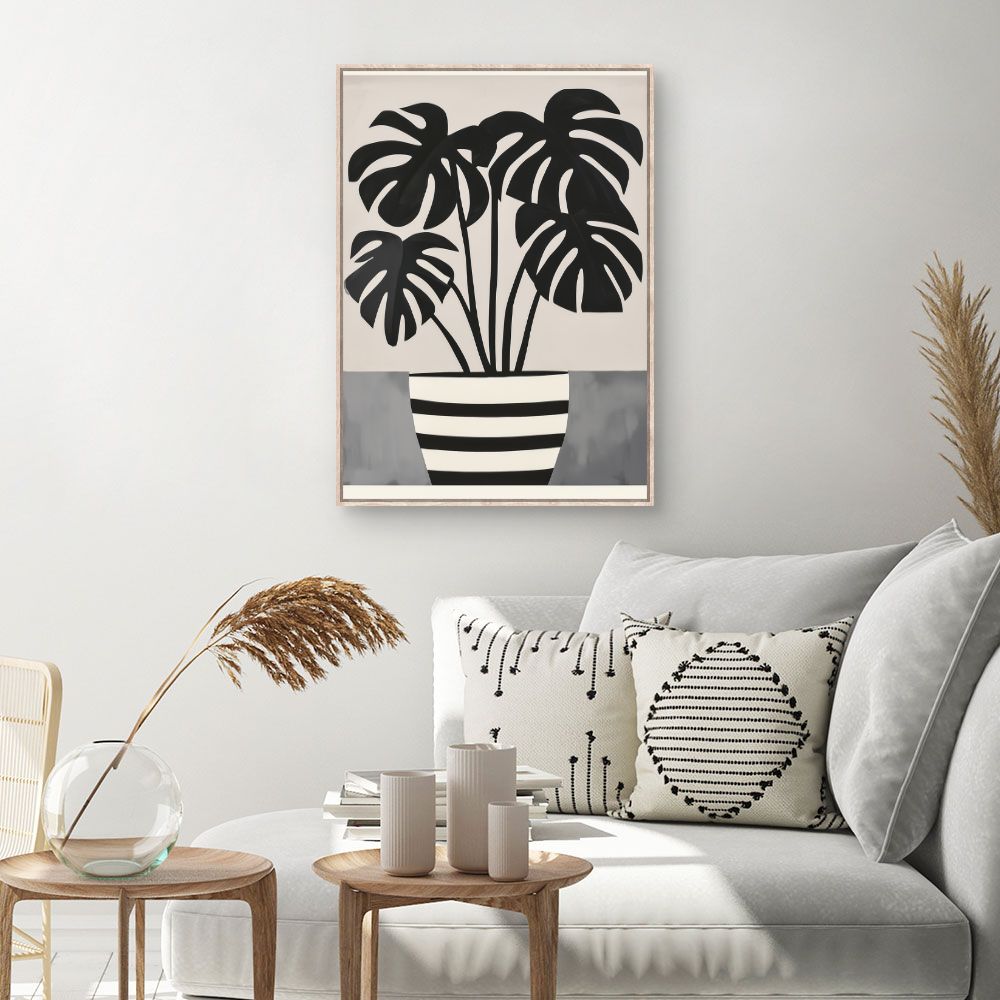 Toile Feuillage graphique – toile cadre naturel (slide 1, 60×90)