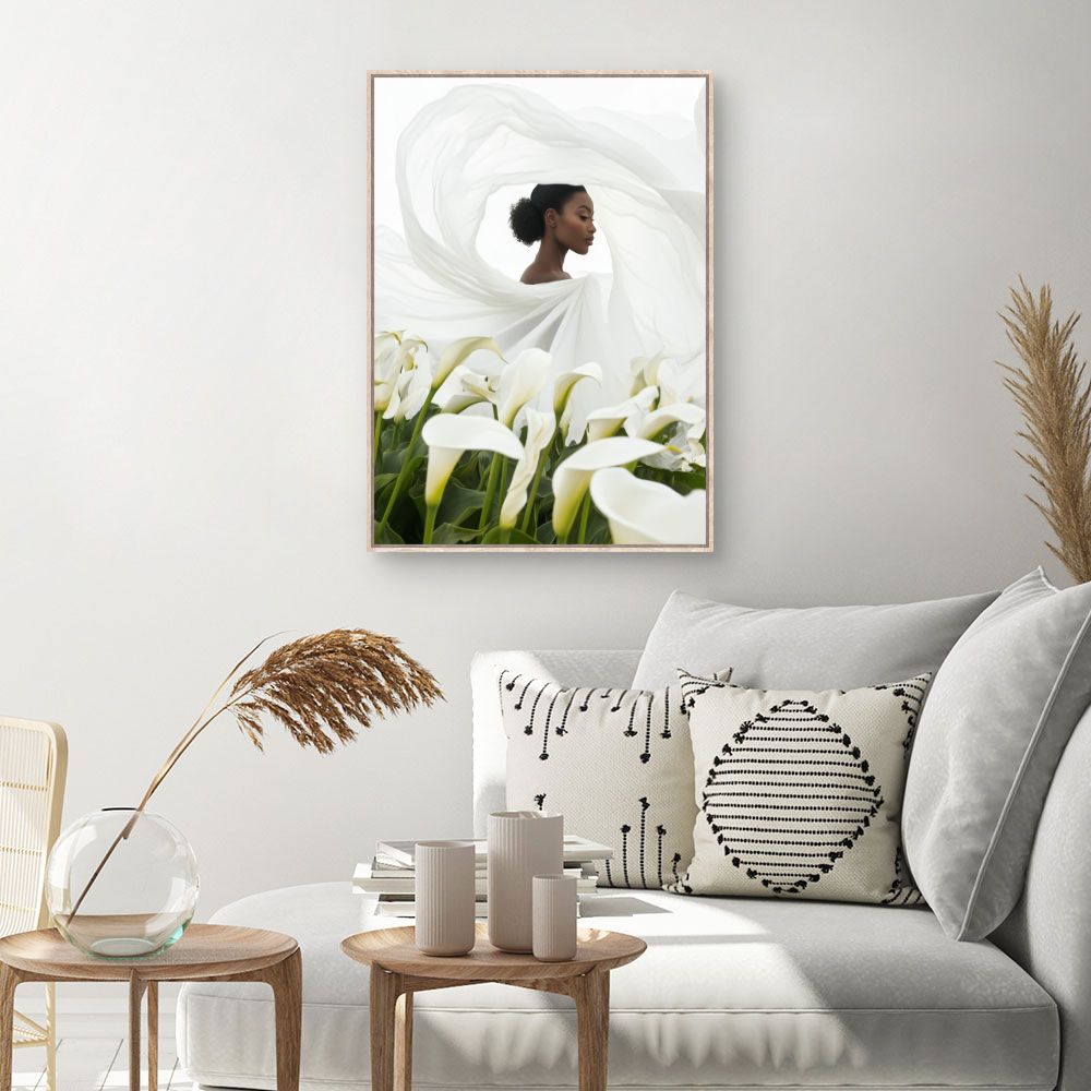Toile Élégance florale – toile cadre naturel (slide 1, 60×90)
