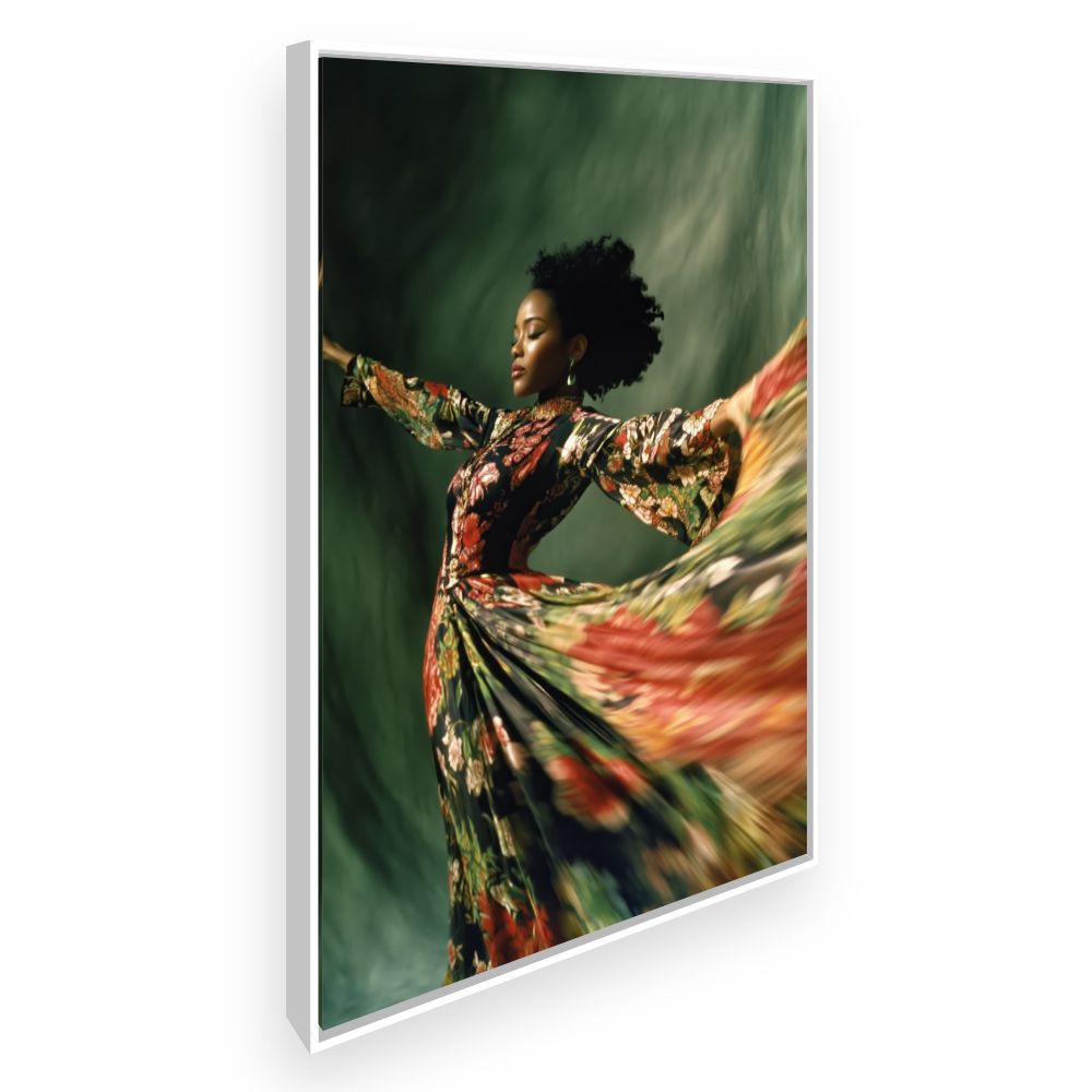 Toile Danse florale élégante – toile cadre blanc (slide 2)
