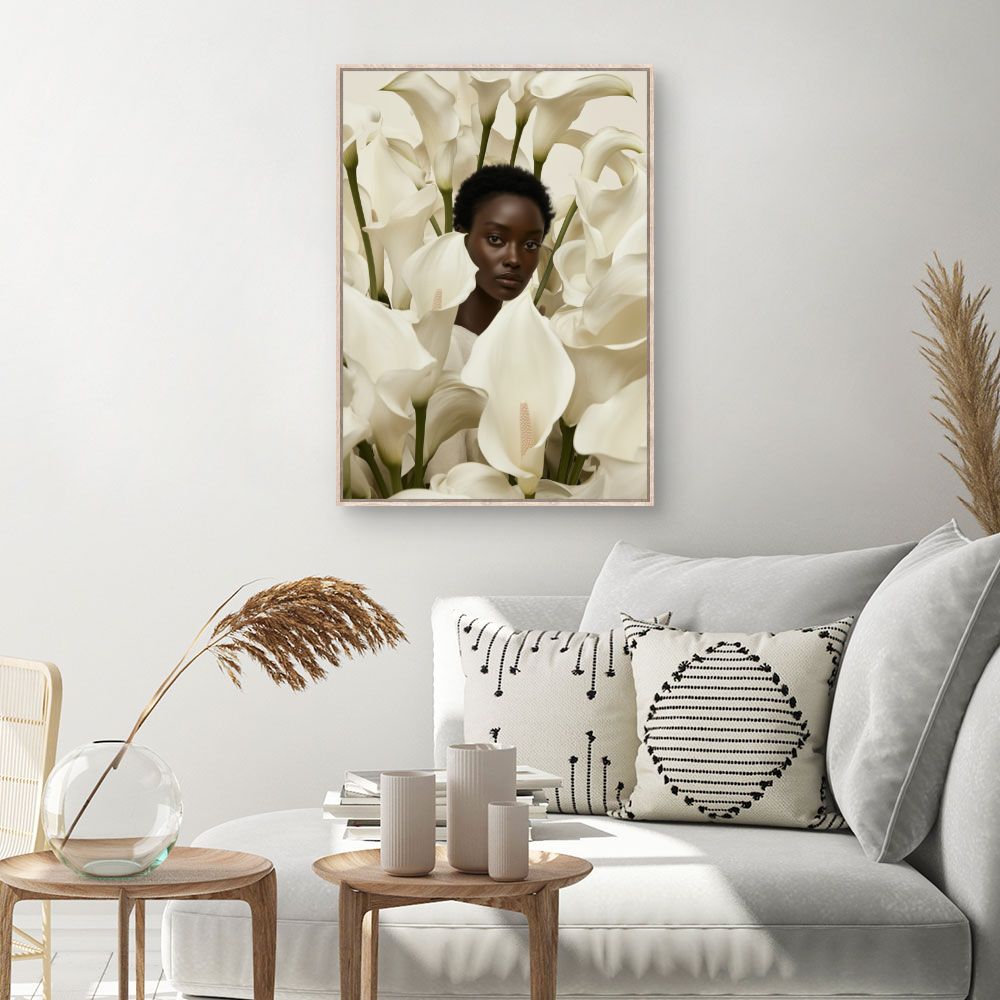 Toile Élégance florale – toile cadre naturel (slide 1, 60×90)