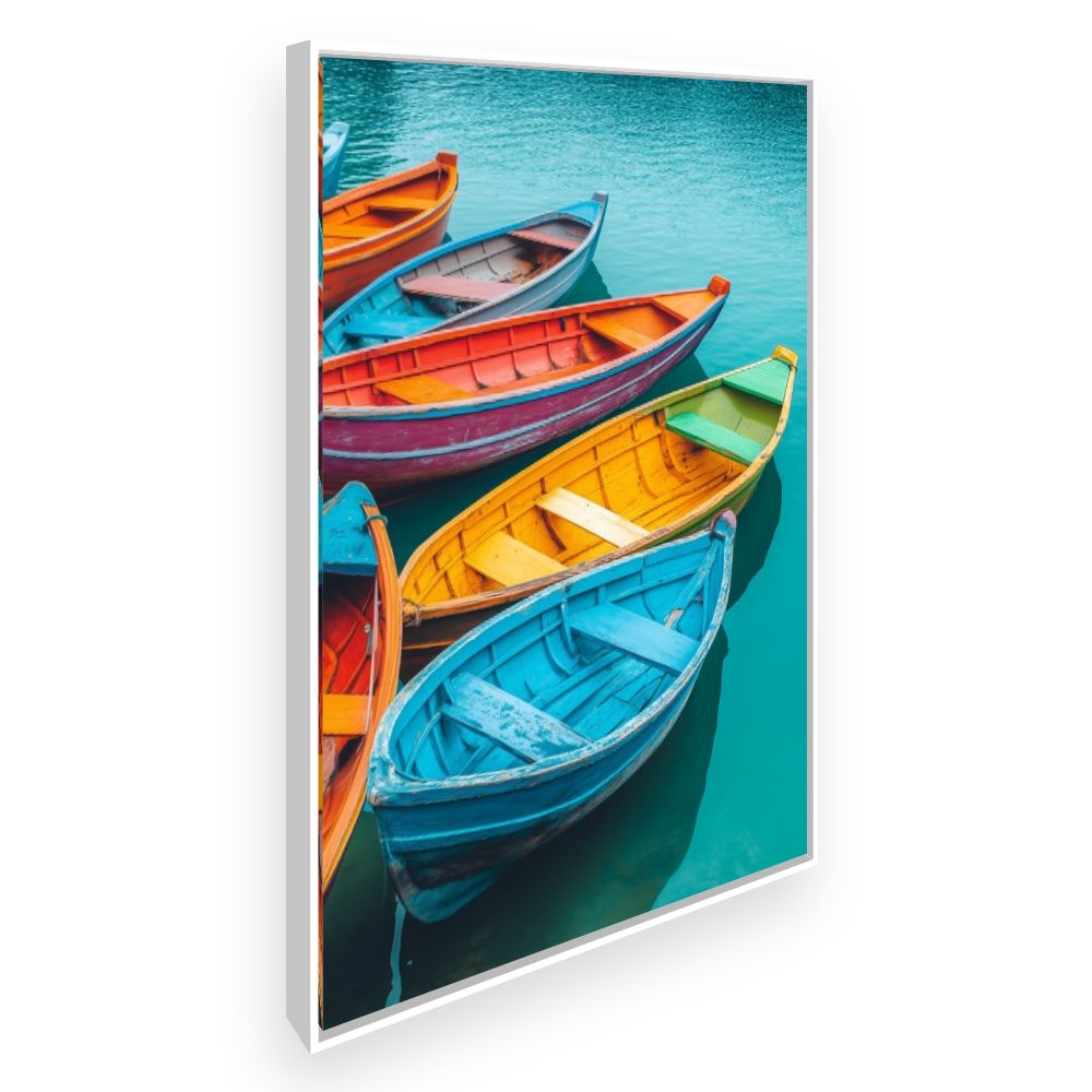 Toile Barques colorées – toile cadre blanc (slide 2)