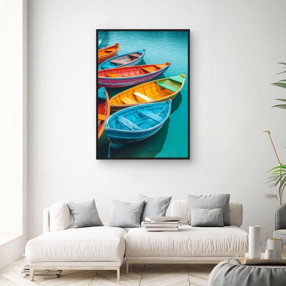 Toile "Barques colorées"