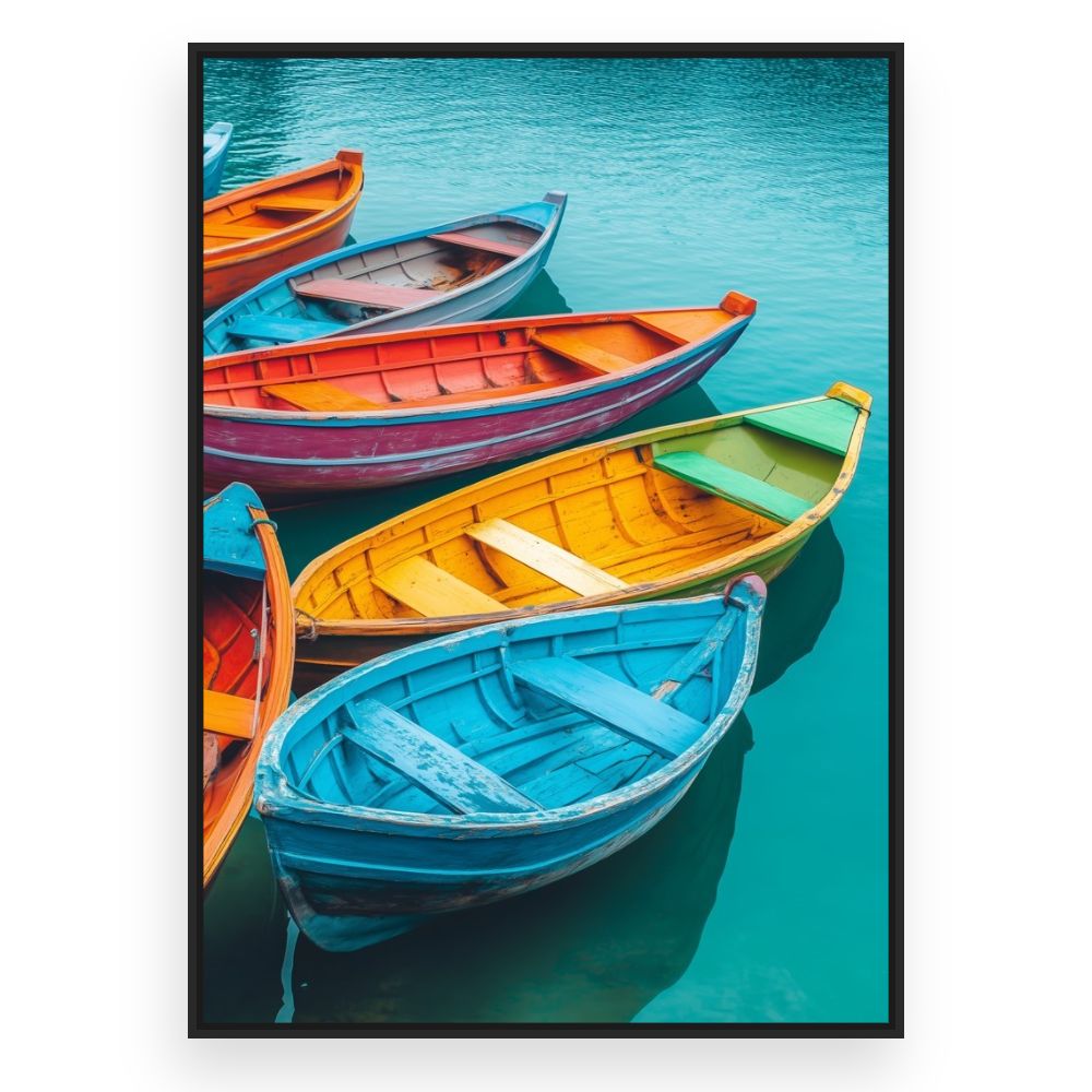 Toile Barques colorées – toile cadre noir (slide 3)