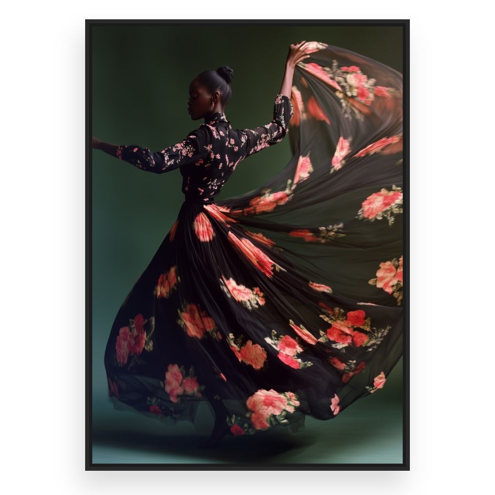 Toile Danse florale – toile cadre noir (slide 3)