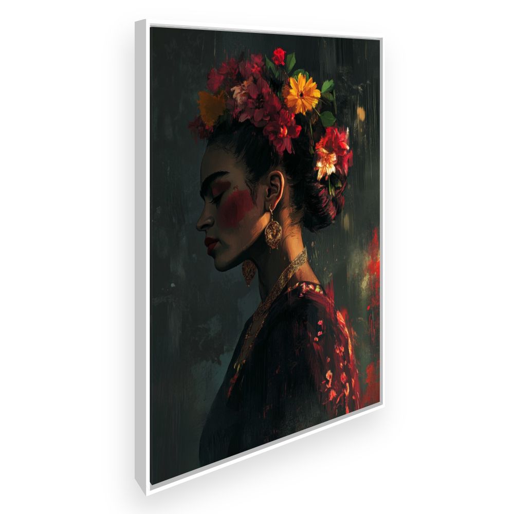 Toile Frida florale – toile cadre blanc (slide 2)