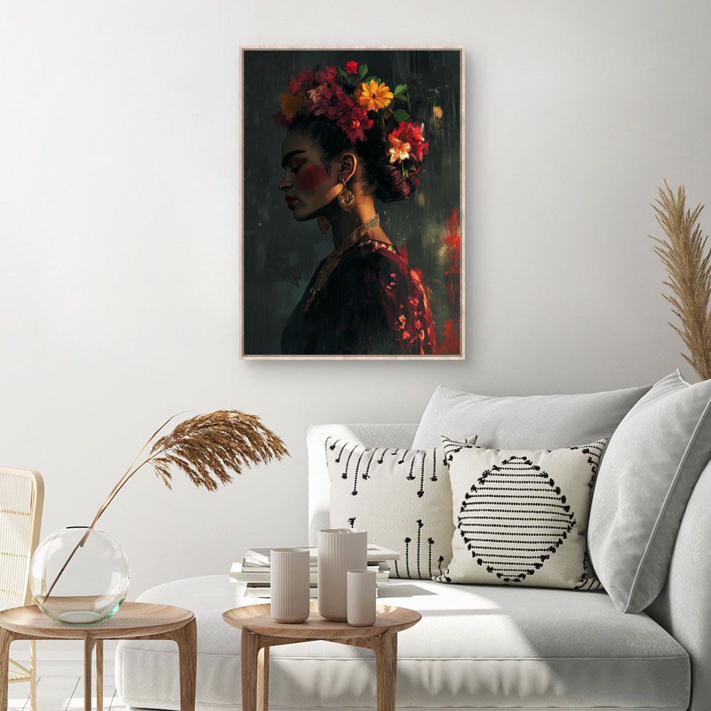 Toile Frida florale – toile cadre naturel (slide 1, 60×90)