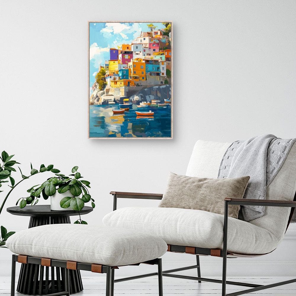 Toile "Maisons côtières colorées"