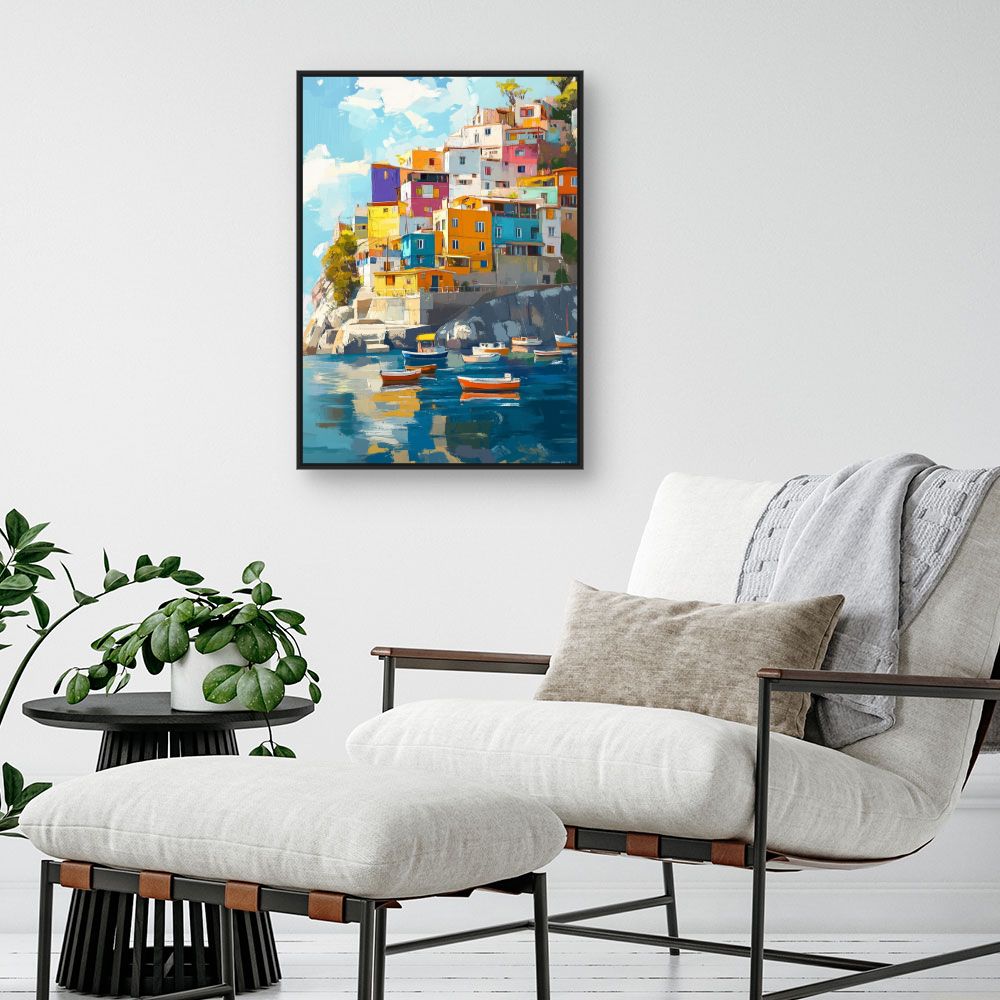 Toile "Maisons côtières colorées"