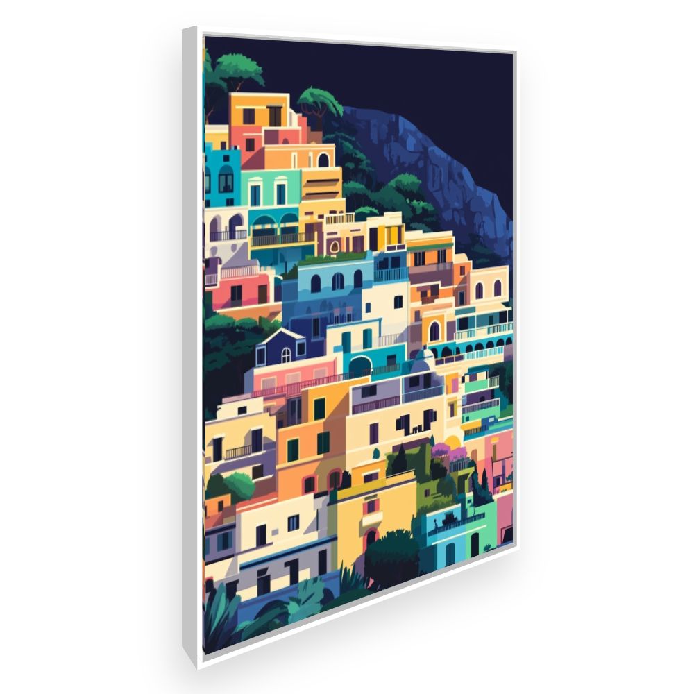 Toile Maisons colorées en terrasses – toile cadre blanc (slide 2)